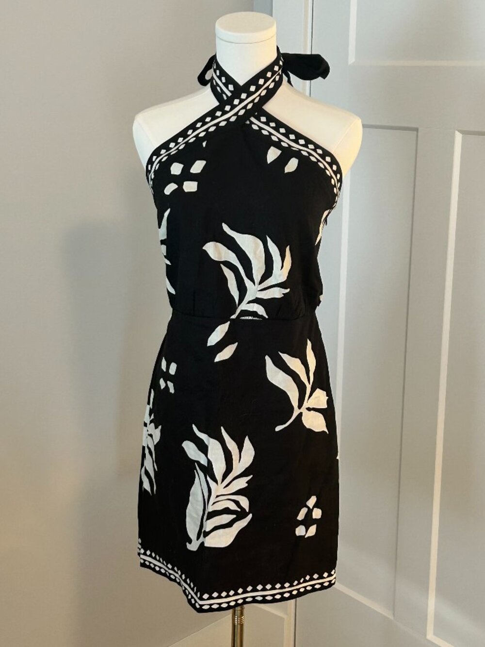Linen Criss Cross Halter Sun Dress- LOFT